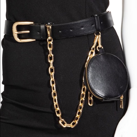 Twelve Thirty Four Accessories - NWT Black and Gold Faux Leather Belt Purse